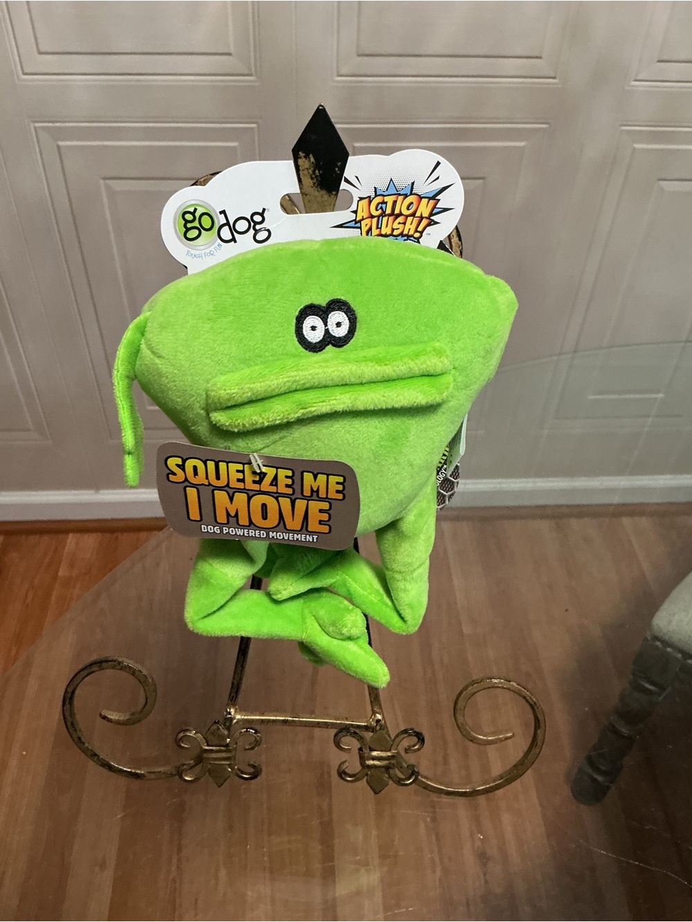 Brand New goDog Frog Action  Plush Dog Toy, Squeaker 10”